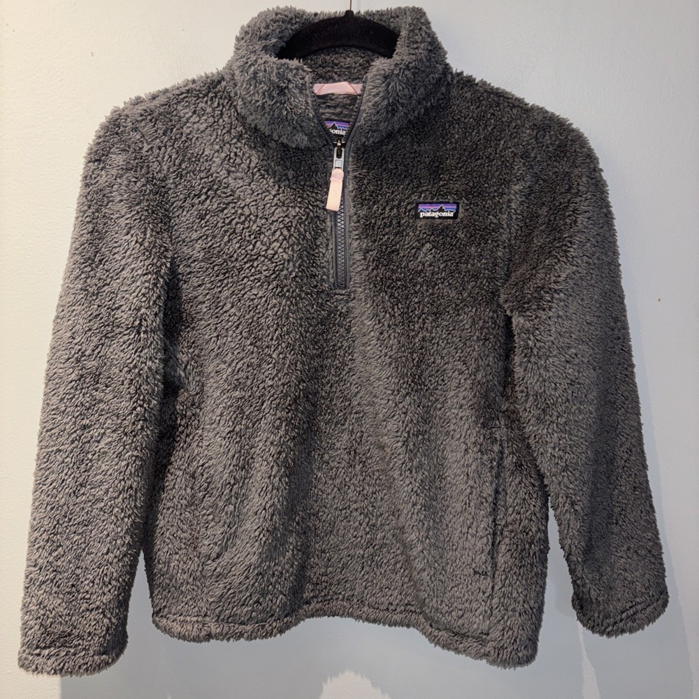 Patagonia Worn Wear Los Gatos Grey Pullover Fleece Jacket 1/4 Zip Girls Size‎ 10
